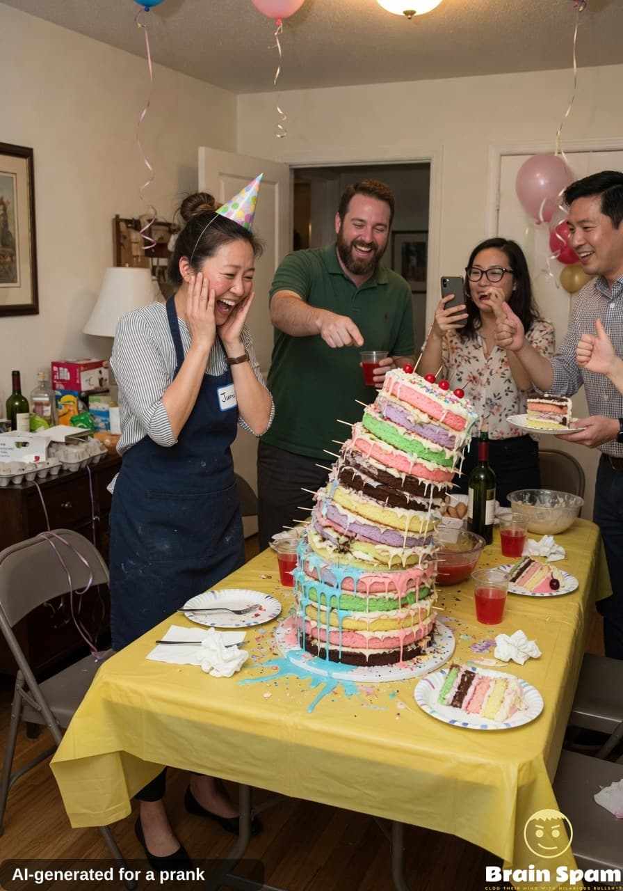 Junie Park's Twelve Layer Cake Attempt Produces Structure That Defies Standard Kitchen Classification