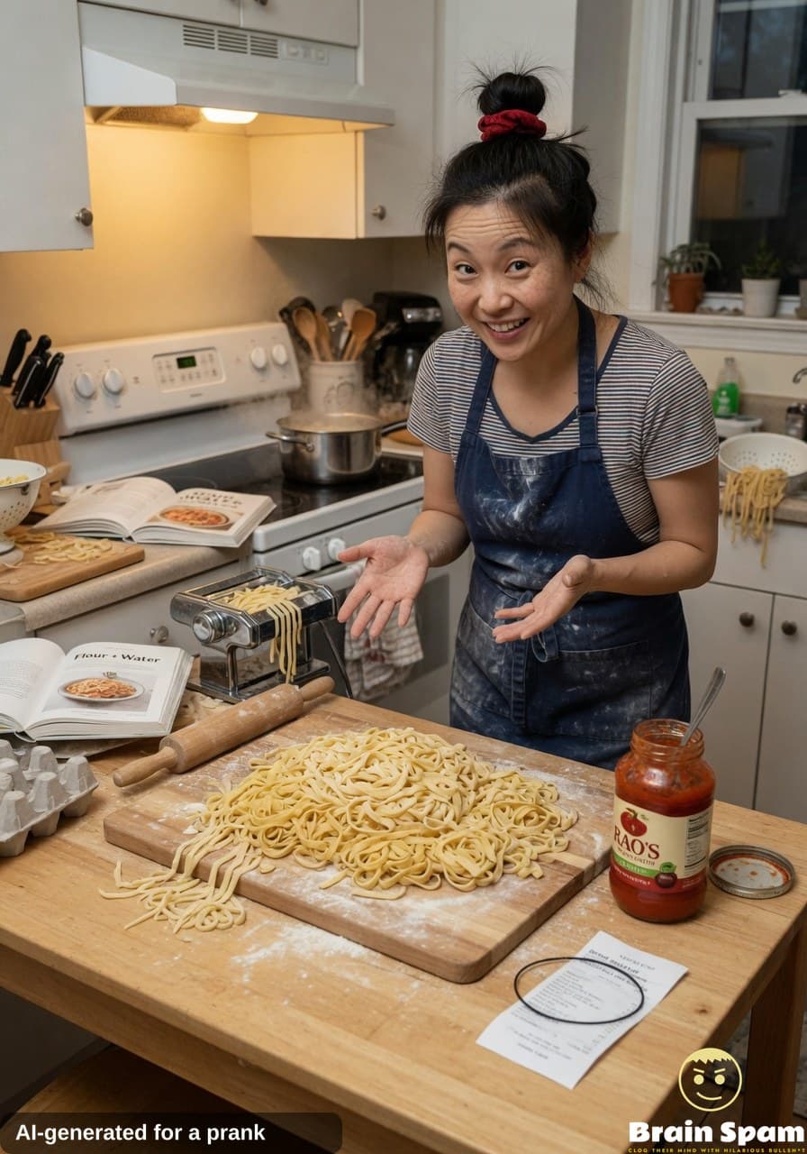 BREAKING EXCLUSIVE: JUNIE PARK TOILS FOUR HOURS ON FRESH PASTA THEN SERVES IT WITH JARRED SAUCE IN KITCHEN TWIST NO ONE SAW COMING